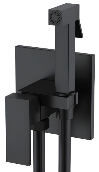 Гигиенический душ Boheme Qubic 477-B со смесителем, черный матовый