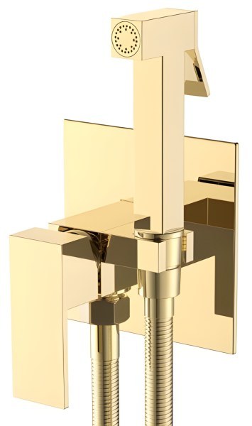 Гигиенический душ Boheme Qubic 477-G со смесителем, золото