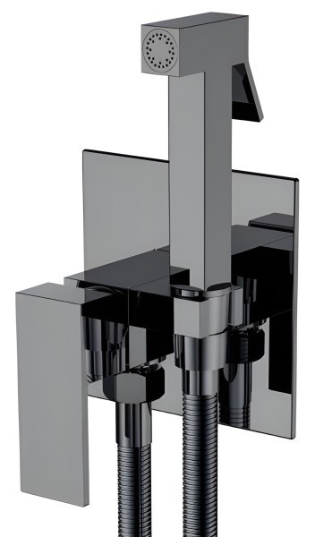 Гигиенический душ Boheme Qubic 477-SGM со смесителем, оружейная сталь