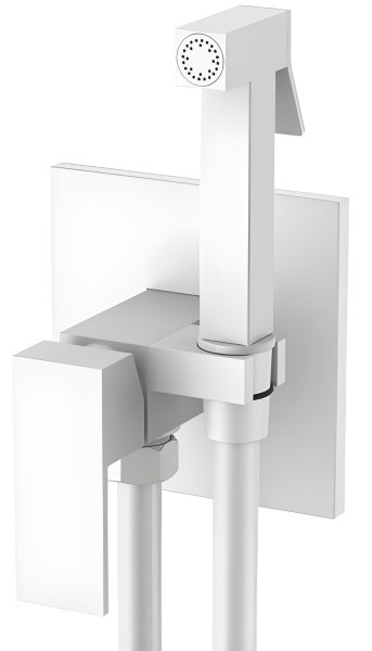 Гигиенический душ Boheme Qubic 477-MW со смесителем, белый матовый