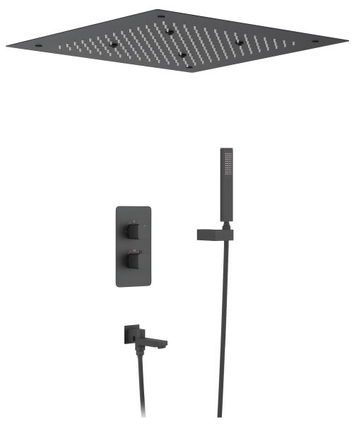 Душевая система Timo Petruma SX-5019/03SM с изливом, черная матовая
