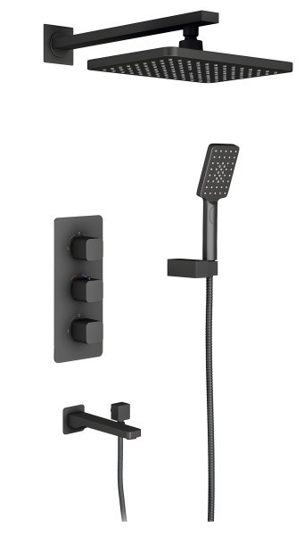Душевая система Timo Petruma SX-5049/03SM с изливом, черная матовая