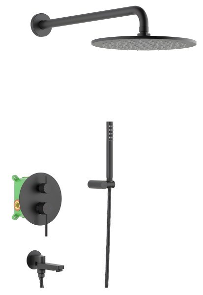 Душевая система Timo Saona SX-2379/03SM с изливом, черная матовая