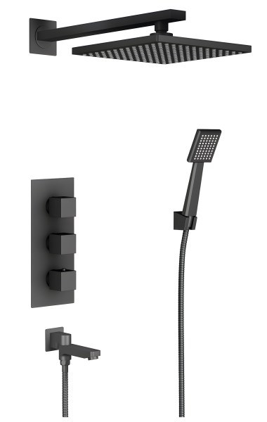 Душевая система Timo Tetra-Thermo SX-0199/03SM с изливом, черная матовая