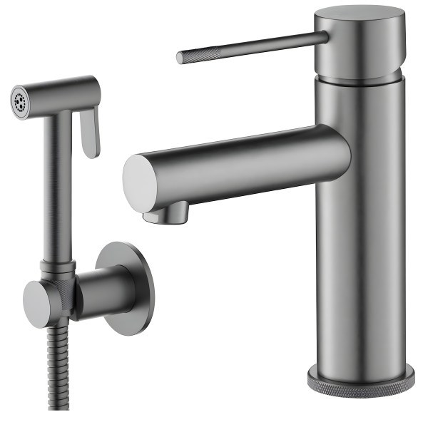 Смеситель для раковины Timo Saona 2360/18G с гигиеническим душем, черное золото