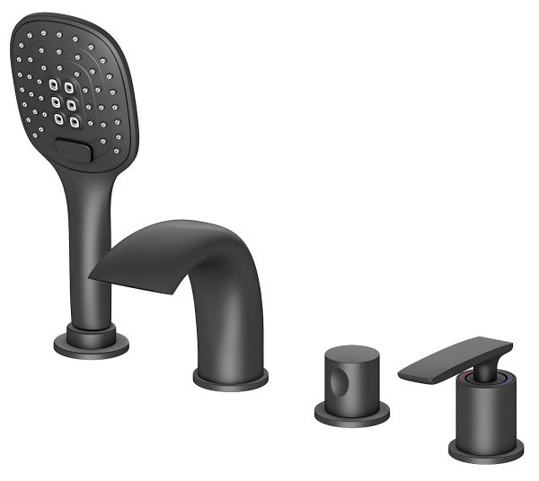 Смеситель на борт ванны Timo Helmi 4020/03Y с душем, черный матовый