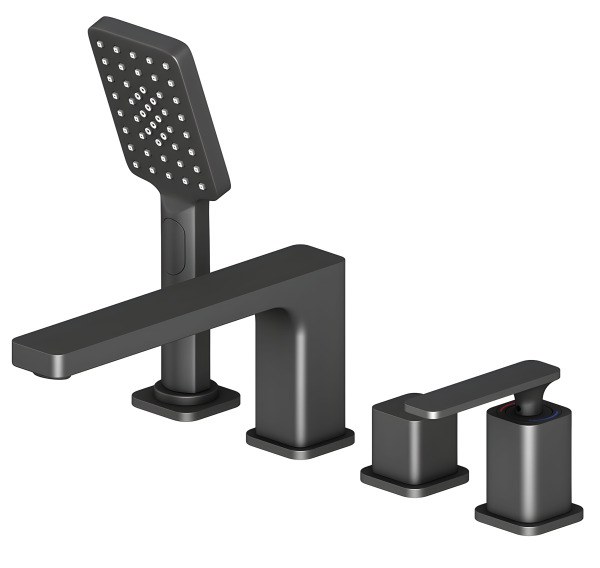 Смеситель на борт ванны Timo Torne 4330/03Y с душем, черный матовый