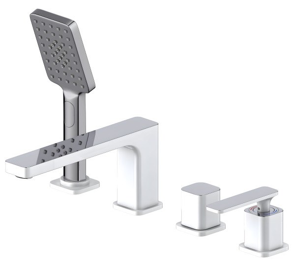 Смеситель на борт ванны Timo Torne 4330/00-16Y с душем, белый матовый