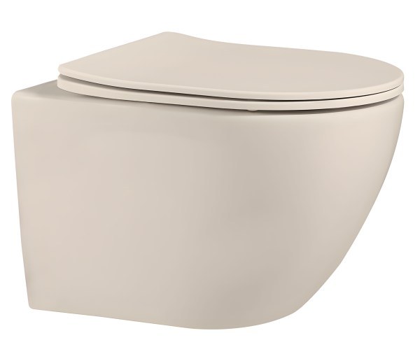 Подвесной унитаз Abber Bequem AC1101MBE, бежевый матовый с сиденьем, бежевый матовый с сиденьем