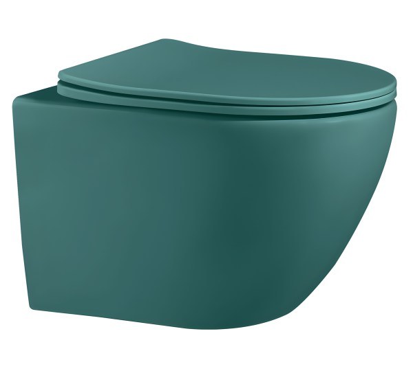 Подвесной унитаз Abber Bequem AC1101MBG, зеленый матовый с сиденьем, зеленый матовый с сиденьем