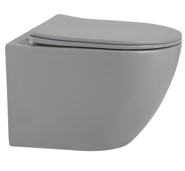 Подвесной унитаз Abber Bequem AC1101MG, серый матовый с сиденьем, серый матовый с сиденьем