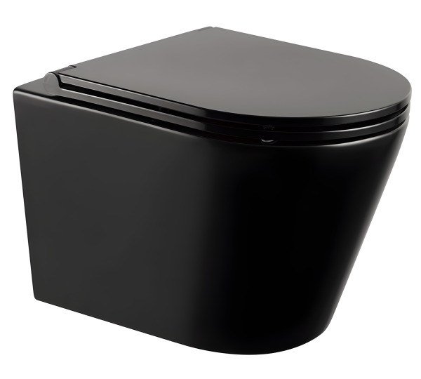 Подвесной унитаз Abber Bequem AC1102MB, черный матовый с сиденьем, черный матовый с сиденьем