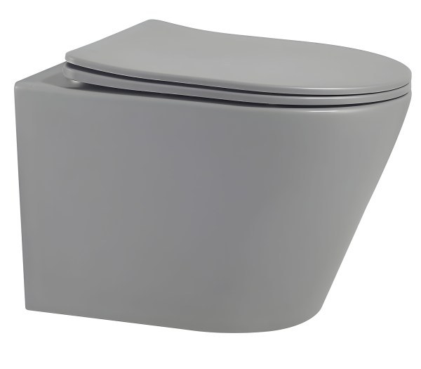 Подвесной унитаз Abber Bequem AC1102MG, серый матовый с сиденьем, серый матовый с сиденьем