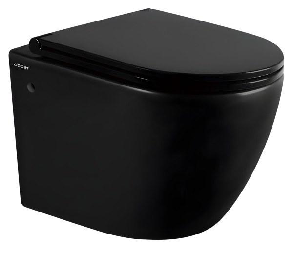 Подвесной унитаз Abber Bequem AC1103MB, черный матовый с сиденьем, черный матовый с сиденьем
