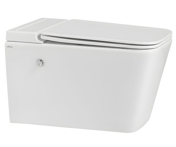 Подвесной унитаз Abber Rechteck AC1202P, белый с сиденьем, белый с сиденьем