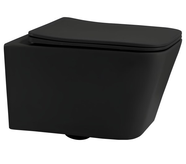 Подвесной унитаз Abber Rechteck AC1201MB, черный матовый с сиденьем, черный матовый с сиденьем