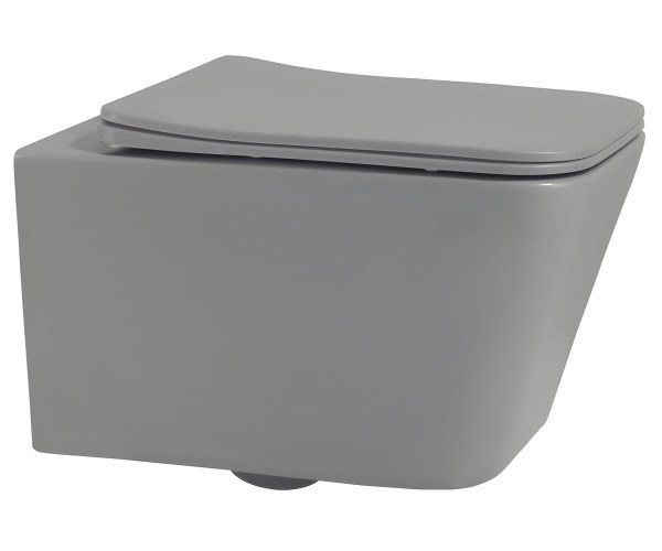Подвесной унитаз Abber Rechteck AC1201MG, серый матовый с сиденьем