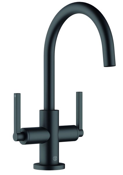 Смеситель для раковины Kludi Nova Fonte Puristic 201183915, черный матовый с донным клапаном, черный матовый