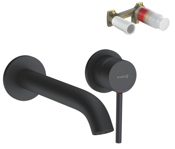 Смеситель для раковины Kludi Bozz Set 382453976S, черный матовый встраиваемый, черный матовый