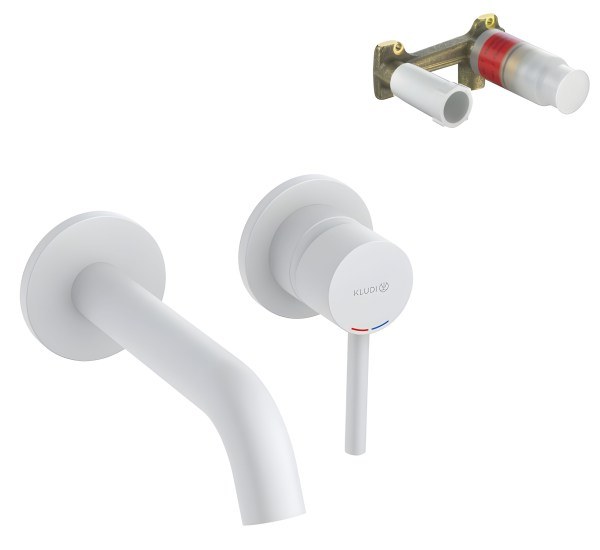 Смеситель для раковины Kludi Bozz Set 382445376S, белый матовый встраиваемый, белый матовый