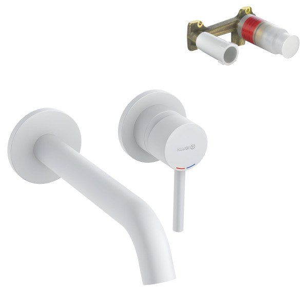 Смеситель для раковины Kludi Bozz Set 382455376S, белый матовый встраиваемый, белый матовый