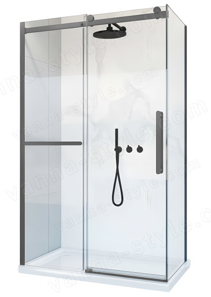 Душевой уголок Vincea Como Soft VSR-1CS1011CLGM 110x100 110x100, профиль вороненая сталь