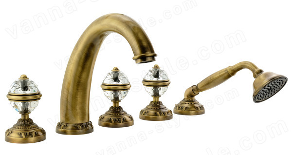 Смеситель на борт ванны с душем Migliore Cristalia Crystal 18581, бронза, бронза
