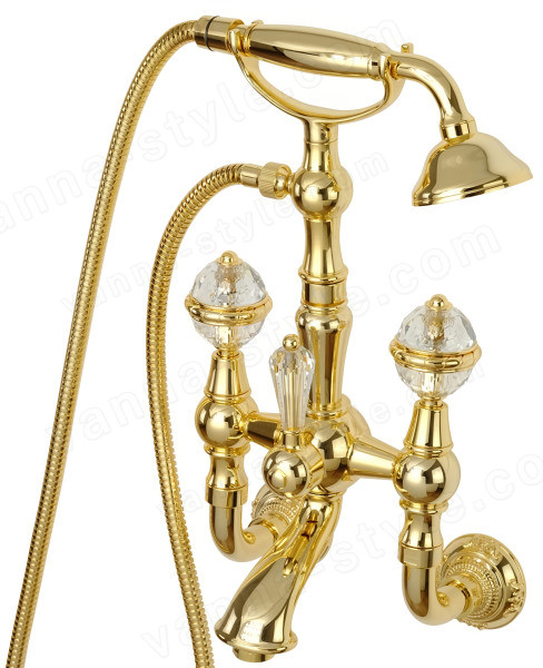 Смеситель для ванны с душем Migliore Cristalia Crystal 27181, золото, золото