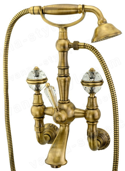 Смеситель для ванны с душем Migliore Cristalia Crystal 18580, бронза, бронза