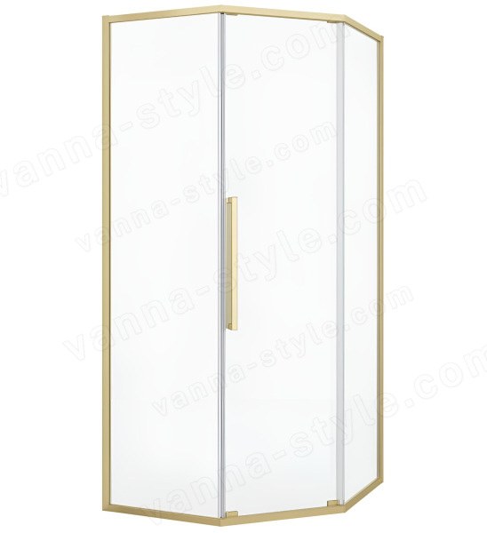 Душевой уголок Black&amp;White S1150-9090G 90x90, профиль брашированный золото