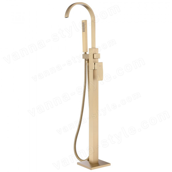 Напольный смеситель для ванны Abber Wasserfall AF8615G с лейкой, золото
