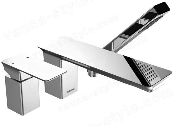 Смеситель на борт ванны Bravat Phillis F556101C-2-ENG с лейкой, хром с лейкой, хром