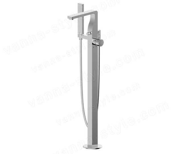 Напольный смеситель для ванны Bravat Arc F66061C-B3-ENG с лейкой, хром с лейкой, хром