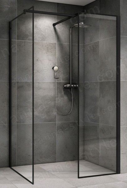 Душевой уголок Abber Immer Offen AG67128B 120x80, профиль черный 120x80, профиль черный