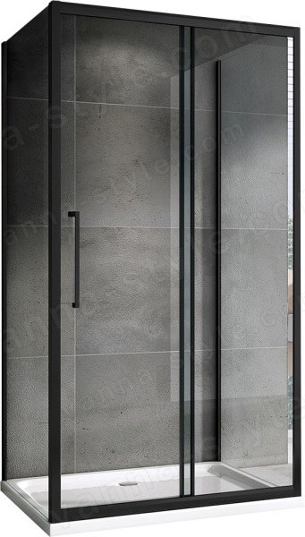 Душевой уголок Abber Schwarzer Diamant AG30130BH-S80B-S80B 130x80 раздв 130x80 раздвижной, профиль черный