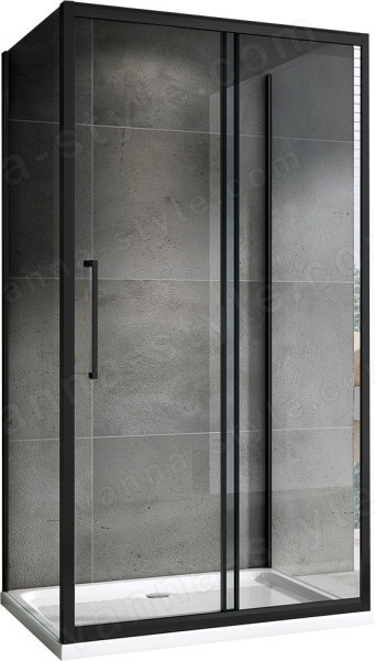 Душевой уголок Abber Schwarzer Diamant AG30140BH-S100B-S100B 140x100 ра 140x100 раздвижной, профиль черный