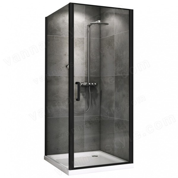 Душевой уголок Abber Sonnenstrand AG04090B-S75B 90x75 распашной, профил 90x75 распашной, профиль черный