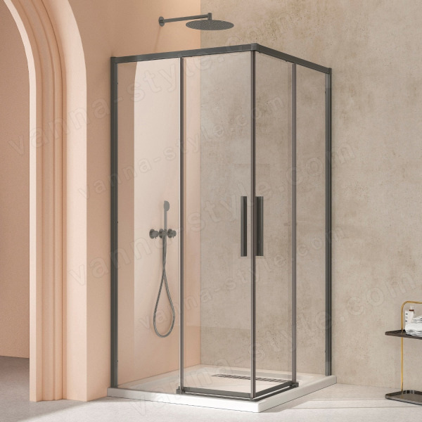 Душевой уголок Vincea Slim VSS-4SL100CLGM 100x100, профиль вороненая сталь 100x100, профиль вороненая сталь