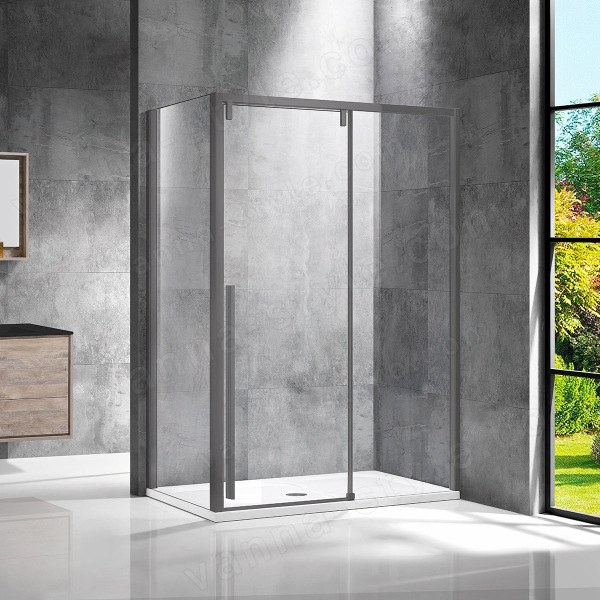 Душевой уголок Vincea Lugano VSR-1L9013CLGM-1 130x90, профиль вороненая сталь 130x90, профиль вороненая сталь