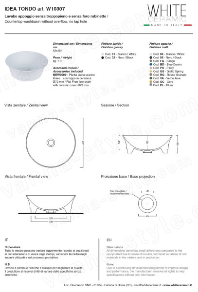 Раковина White Ceramic Idea W10307PL 42x42, сливовая матовая 42x42, сливовая матовая
