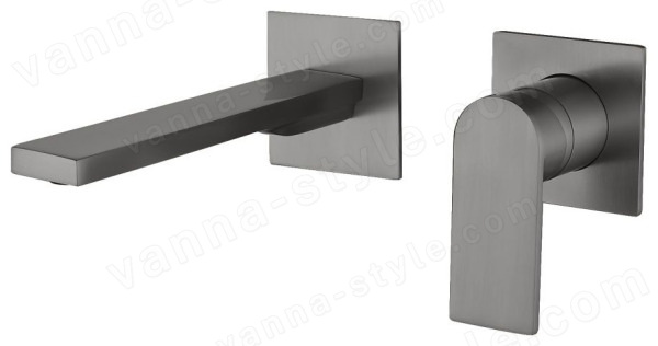 Смеситель для раковины AQG Alpha 01ALC180GM встраиваемый, оружейная сталь встраиваемый, оружейная сталь