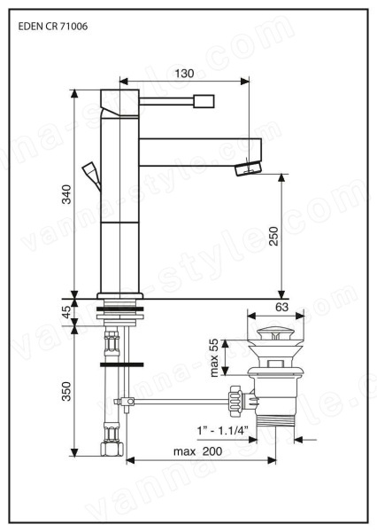 Смеситель для раковины Emmevi Eden 71006/CR, хром, хром