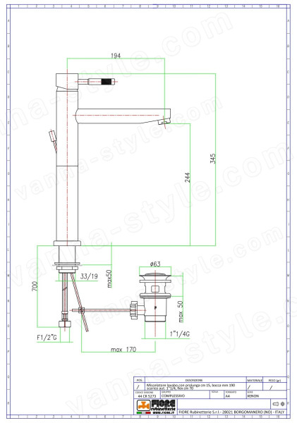 Смеситель для раковины Fiore Xenon 44CR5291, хром, хром