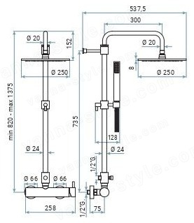 Душевая система Emmevi Piper 4500584/CR, хром, хром