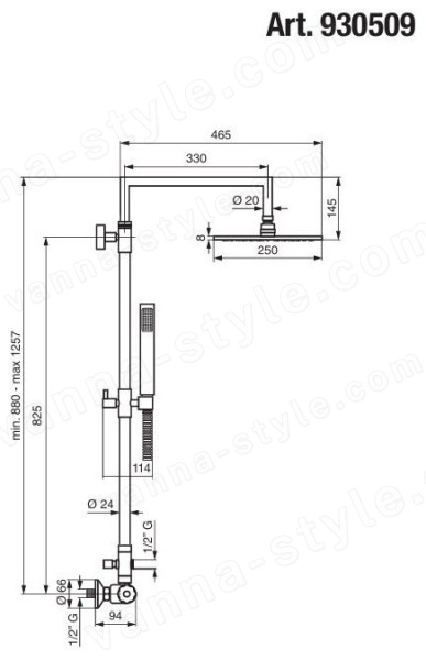 Душевая система Emmevi 930509/CR, хром, хром