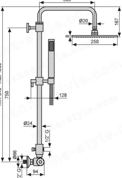 Душевая система Emmevi 930518BR, бронза, бронза