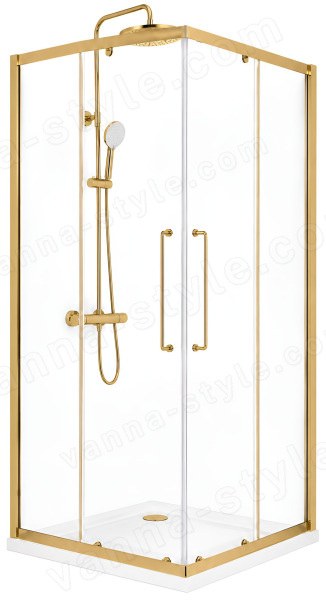 Душевой уголок Cezares RELAX 304 RELAX-304-A-2-100-C-BORO 100x100, профиль золото