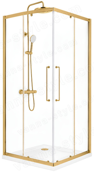 Душевой уголок Cezares RELAX 304 RELAX-304-A-2-80-C-BORO 80x80, профиль золото