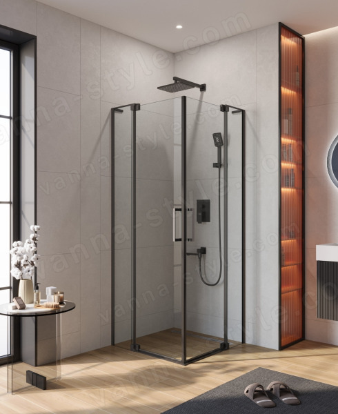 Душевой уголок Cezares SLIDER-A-2-70/80-C-NERO 70x70, профиль черный 70x70, профиль черный