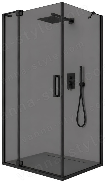 Душевой уголок Cezares SLIDER-AH-1-100-70/80-GRIGIO-NERO 70x100, стекло графит, профиль черны 70x100, стекло графит, профиль черный